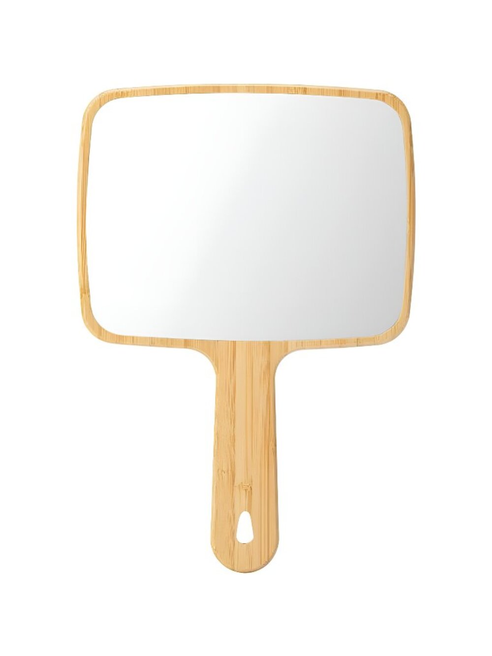 Natural Bamboo Handheld Mirror with Handle, Portable 6.9" W x 9.9" L